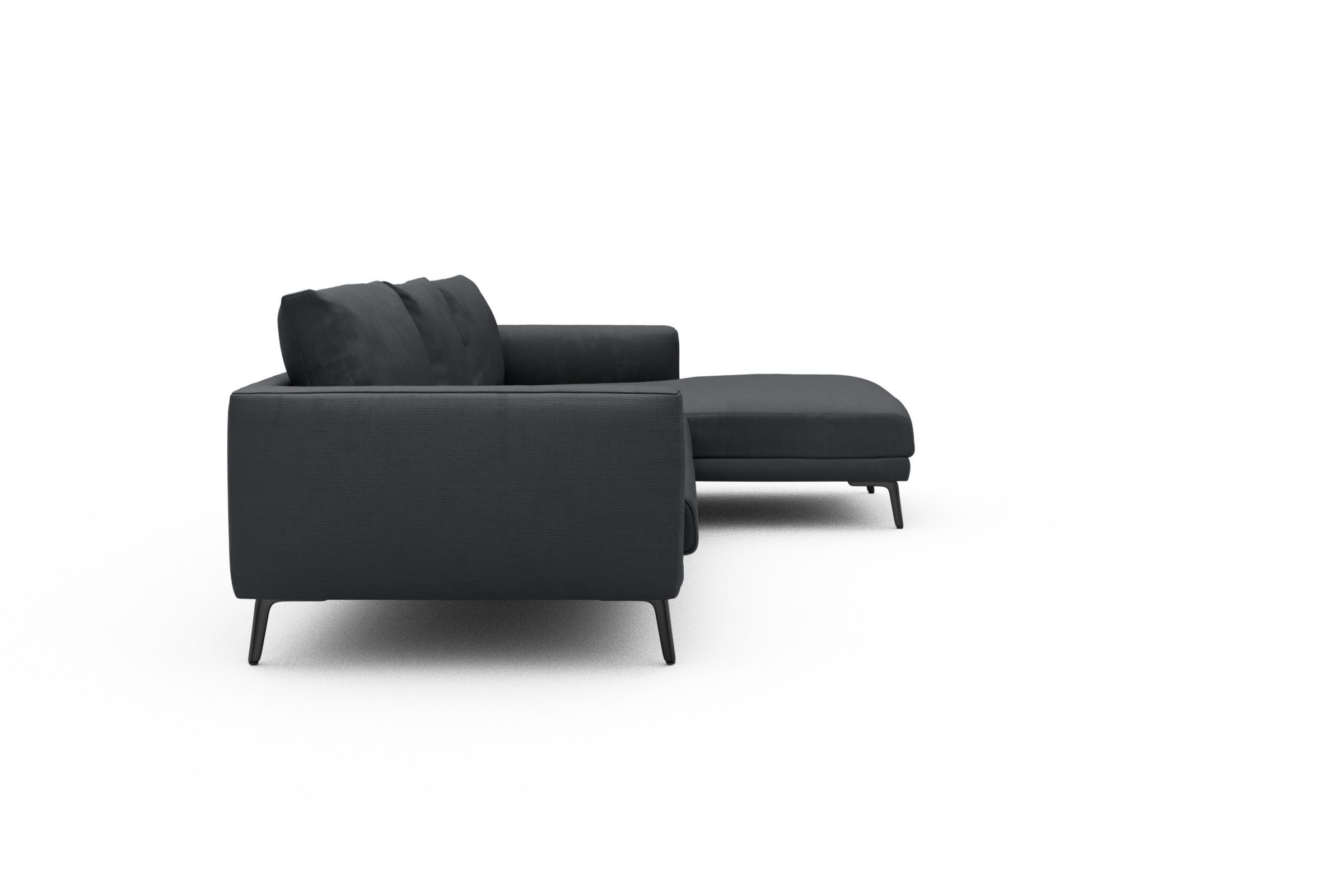 Ecksofa Karl Chaiselongue rechts mit 2,5-Sitzer Cordufine-Slate-Grey