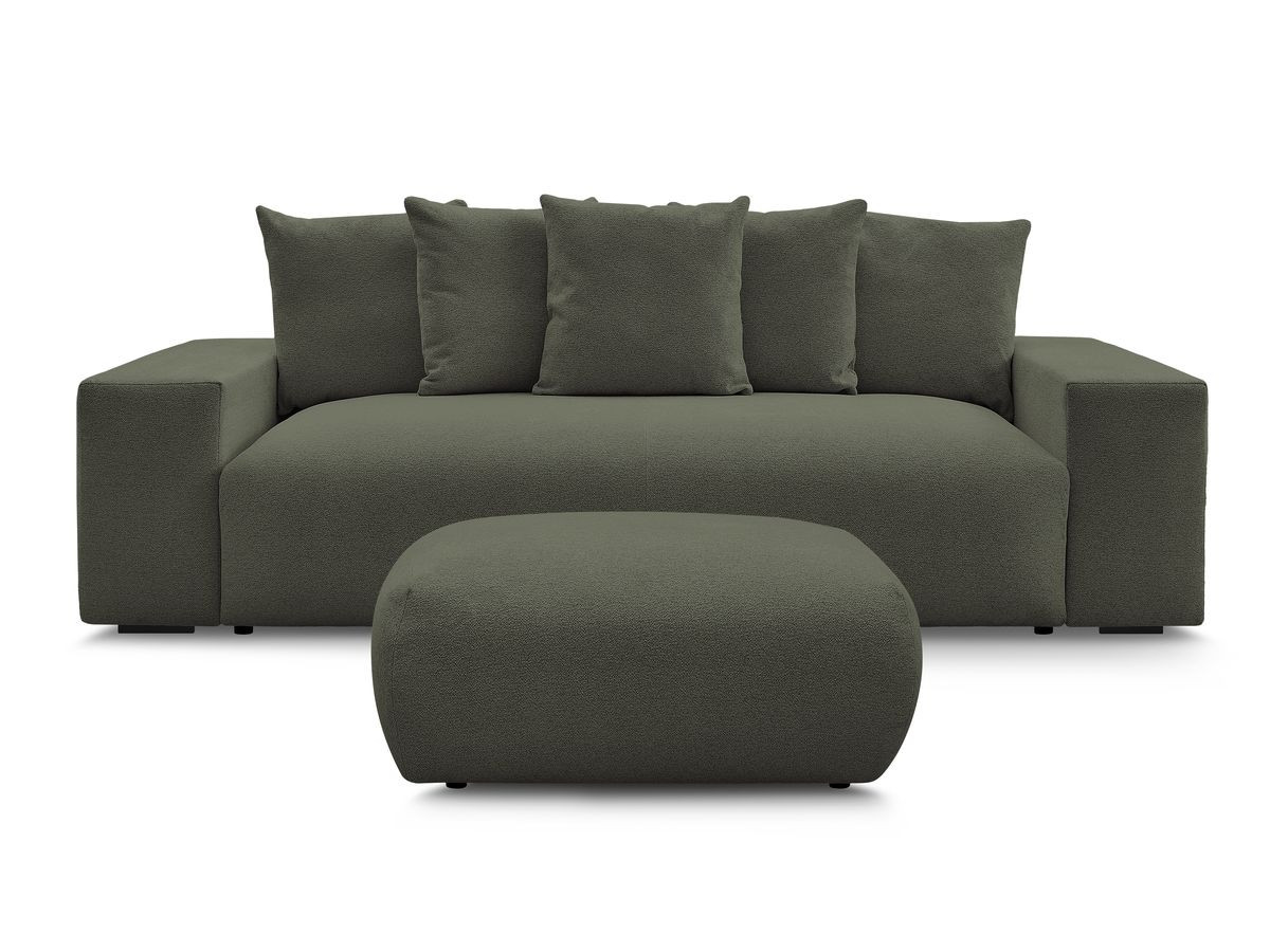 Bobochic Voltaire Sofa 4-Sitzer mit Pouf 280 × 124 cm Melange-Stoff Grün