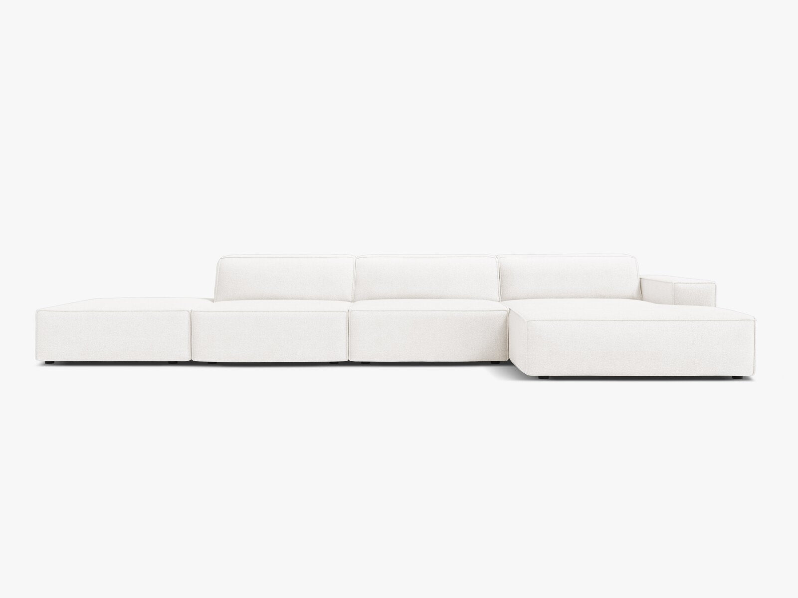 Micadoni Ecksofa Jodie 5-Sitzer Rechts Boucle Baloo Weiß