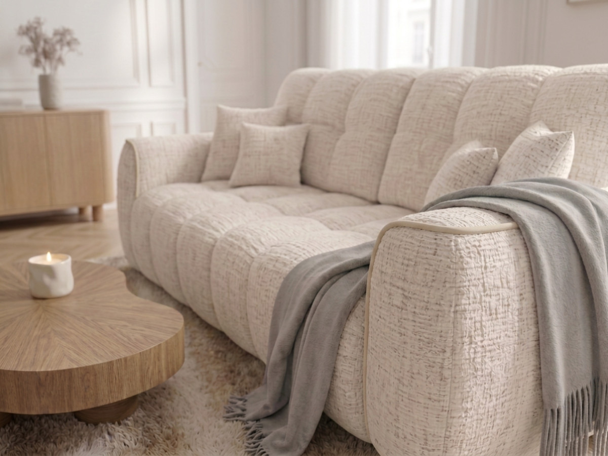 Bobochic Palais royal Sofa 3-Sitzer Chenille Beige