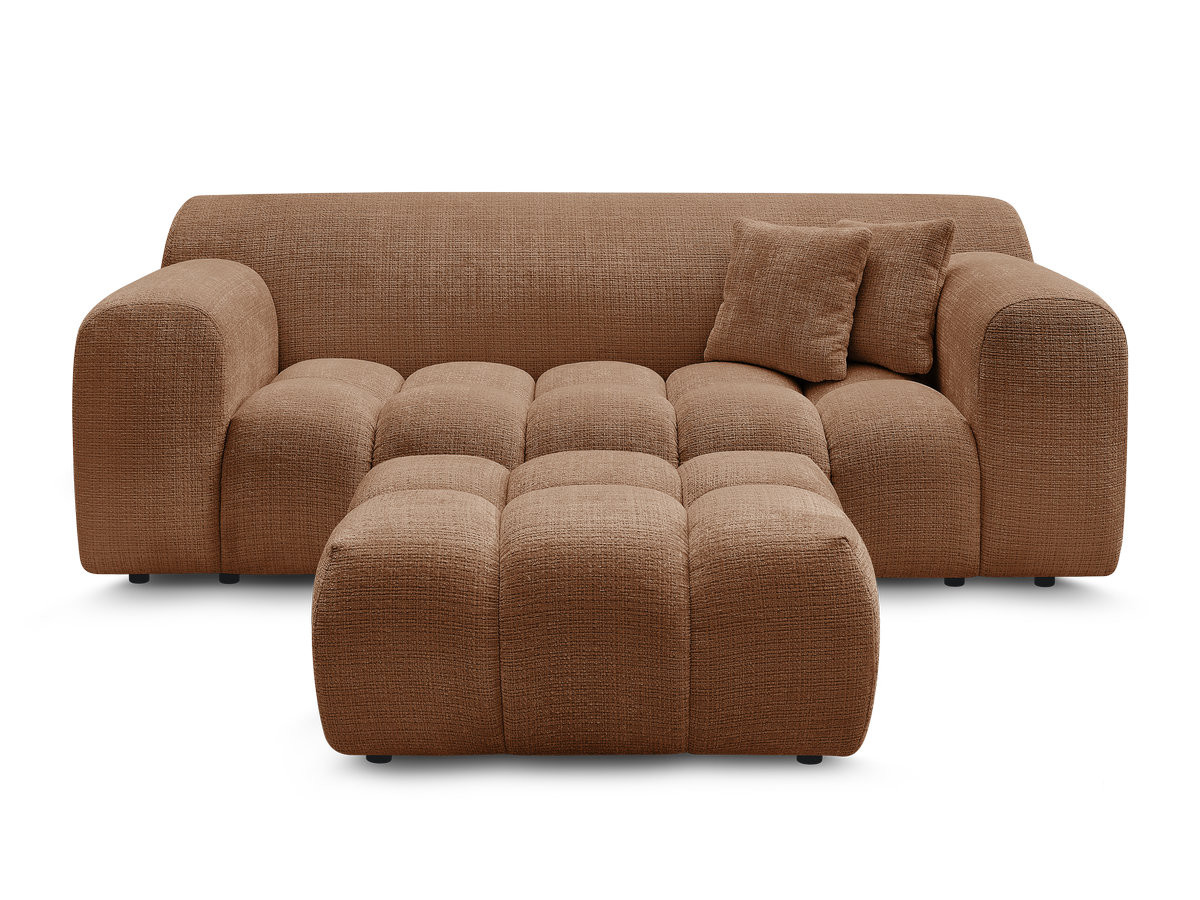 Bobochic Melisse Sofa 2-Sitzer mit Pouf Strukturstoff Orange