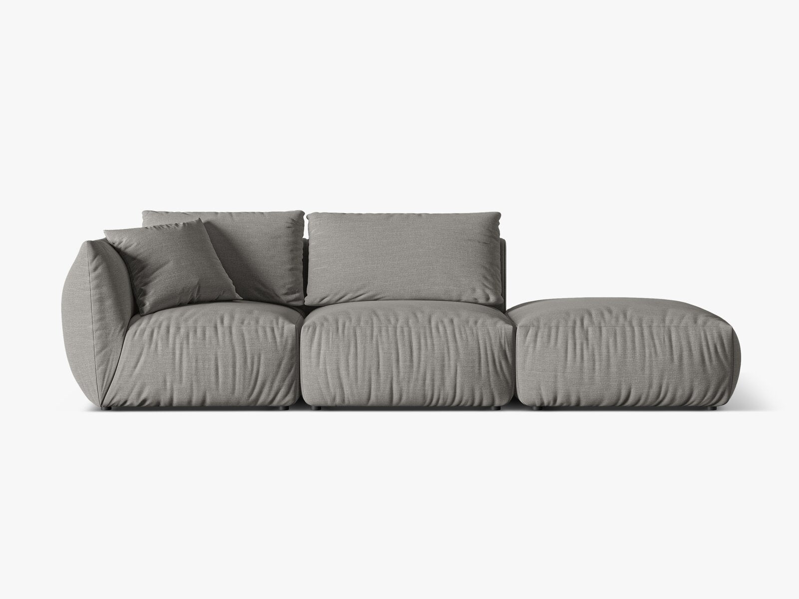 Micadoni Modulares Sofa Chris 3-Sitzer Rechts Strukturierter Stoff Warmes Grau