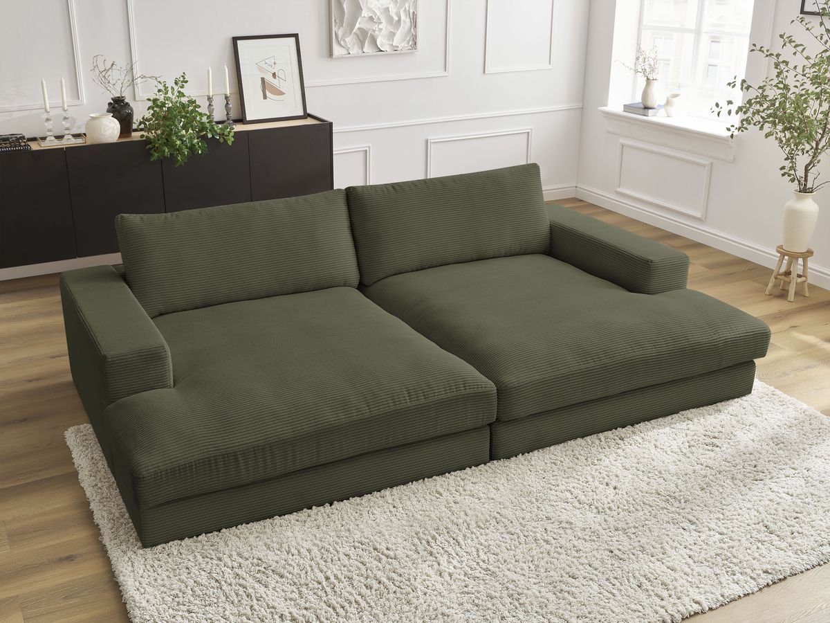 Bobochic Leonard Sofa 4-Sitzer 234 × 159 cm Cordsamt Hellgrün