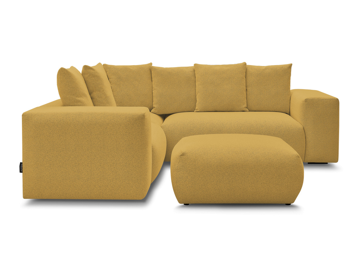 Bobochic Voltaire Ecksofa mit Pouf 268 × 214 cm Melange-Stoff Gelb Ecke links
