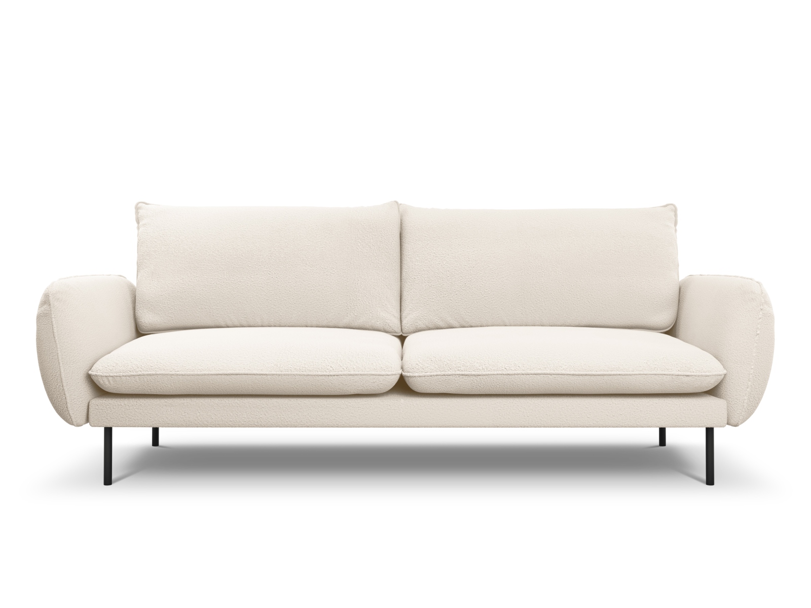 Cosmopolitan Design Sofa Vienna 4-Sitzer Boucle Ascot Beige Beine Schwarzes Metall