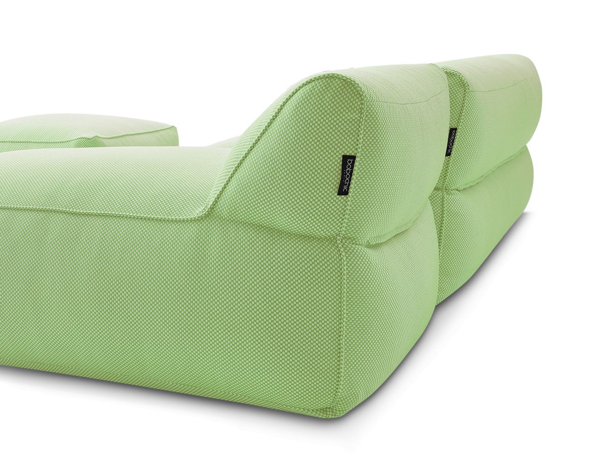 Bobochic Riviera Gartensofa 5-Sitzer mit Pouf Melange-Stoff Grün