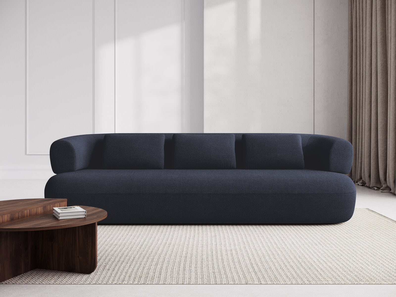 Micadoni Sofa Jenny 3-Sitzer Boucle Now or Never Dunkelblau