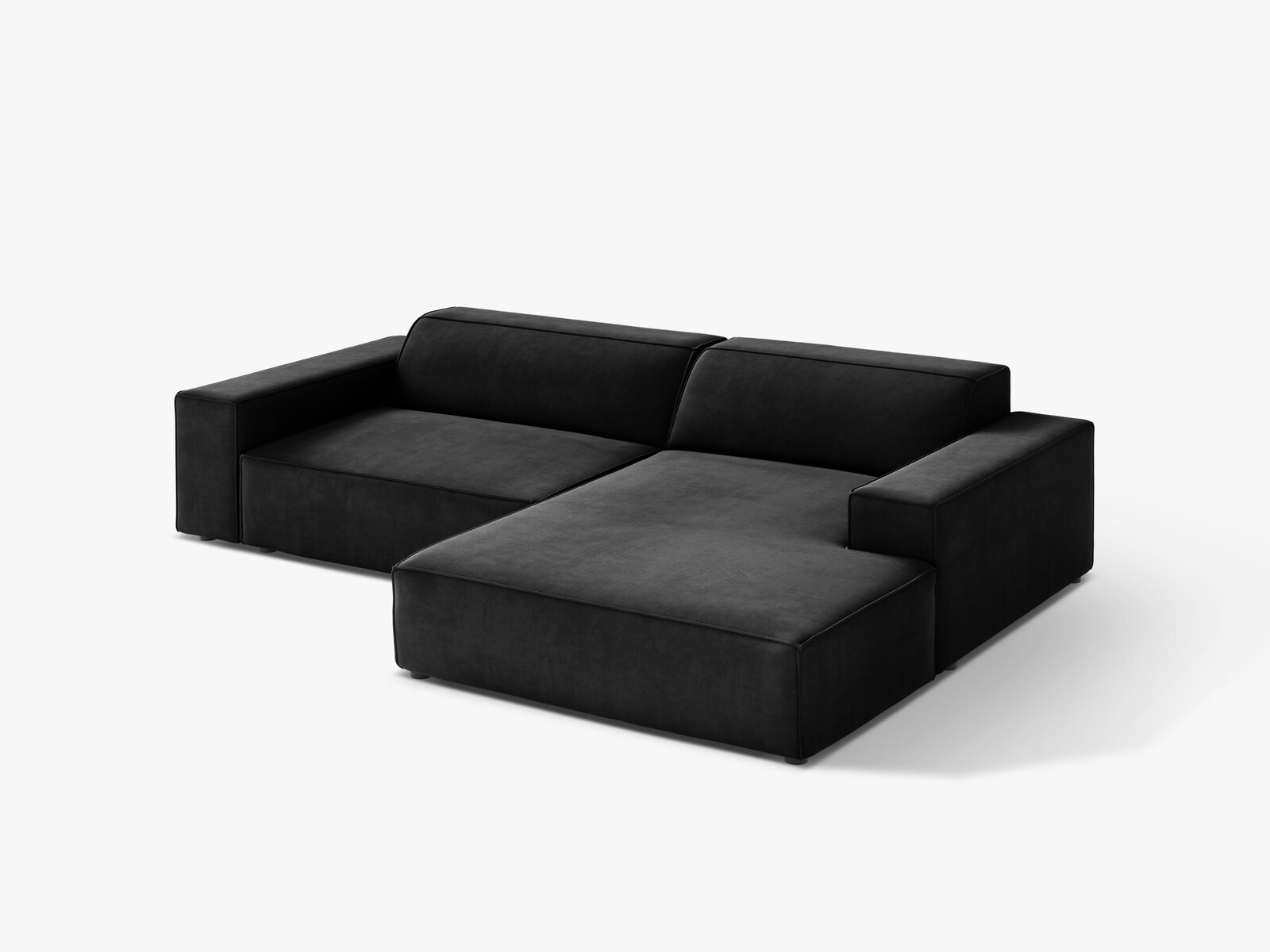 Micadoni Ecksofa Jodie 3-Sitzer Samt Venus Schwarz Rechts