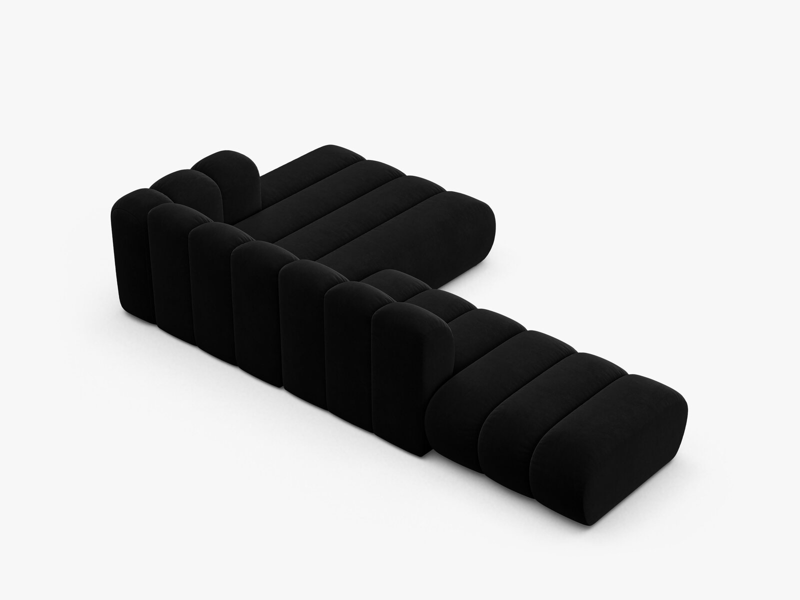 Micadoni Modulares Ecksofa offen Lupine 5-Sitzer Rechts Samt Salvador Schwarz