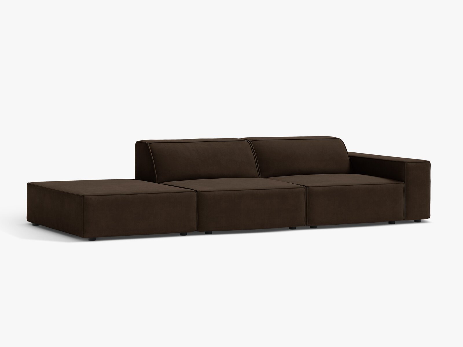 Micadoni Sofa Jodie 3-Sitzer Links Samt Bluvel Dunkelbraun