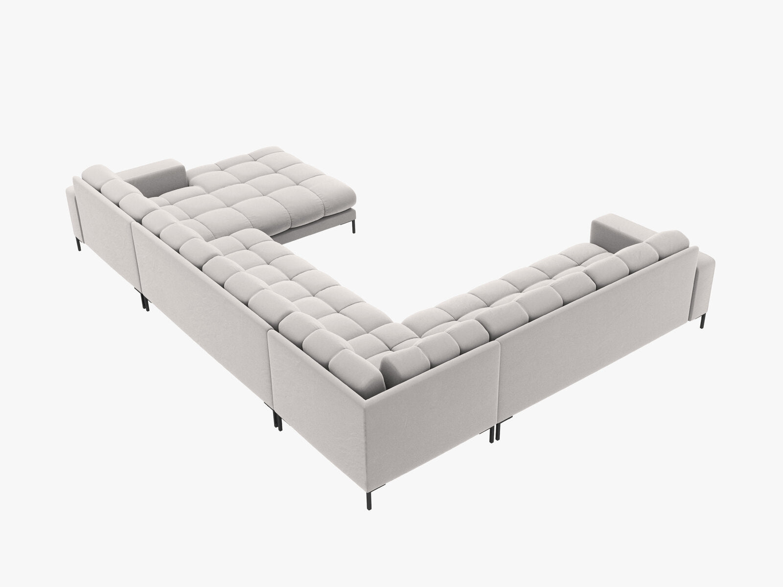 Micadoni Wohnlandschaft Mamaia 7-Sitzer Links Samt Bluvel Silber schwarze Beine