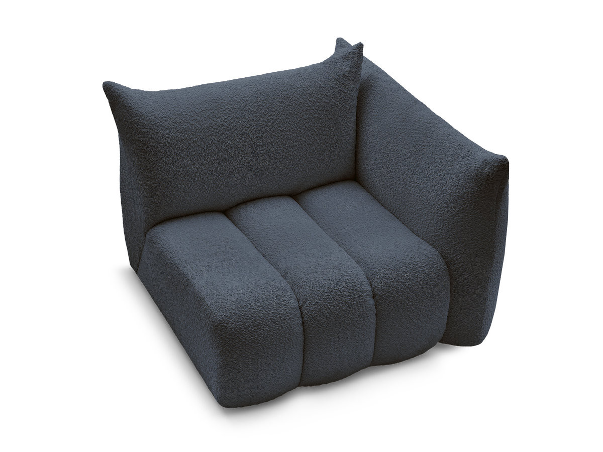 Bobochic Azra Sofamodul 1-Sitzer 117 × 112 cm Bouclé-Stoff Dunkelblau Ecke rechts