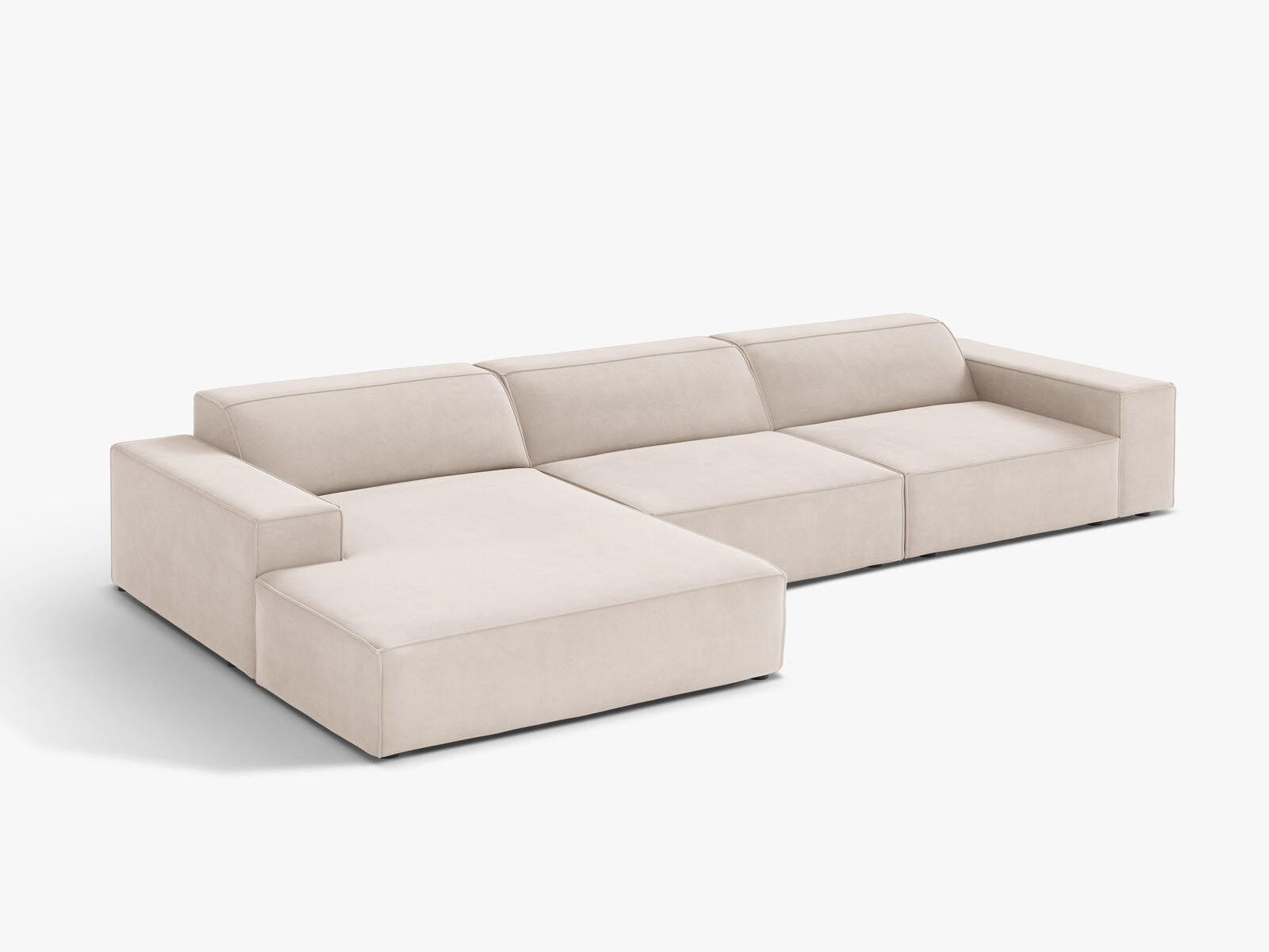 Micadoni Ecksofa Jodie 4-Sitzer Samt Venus Helles Beige Links