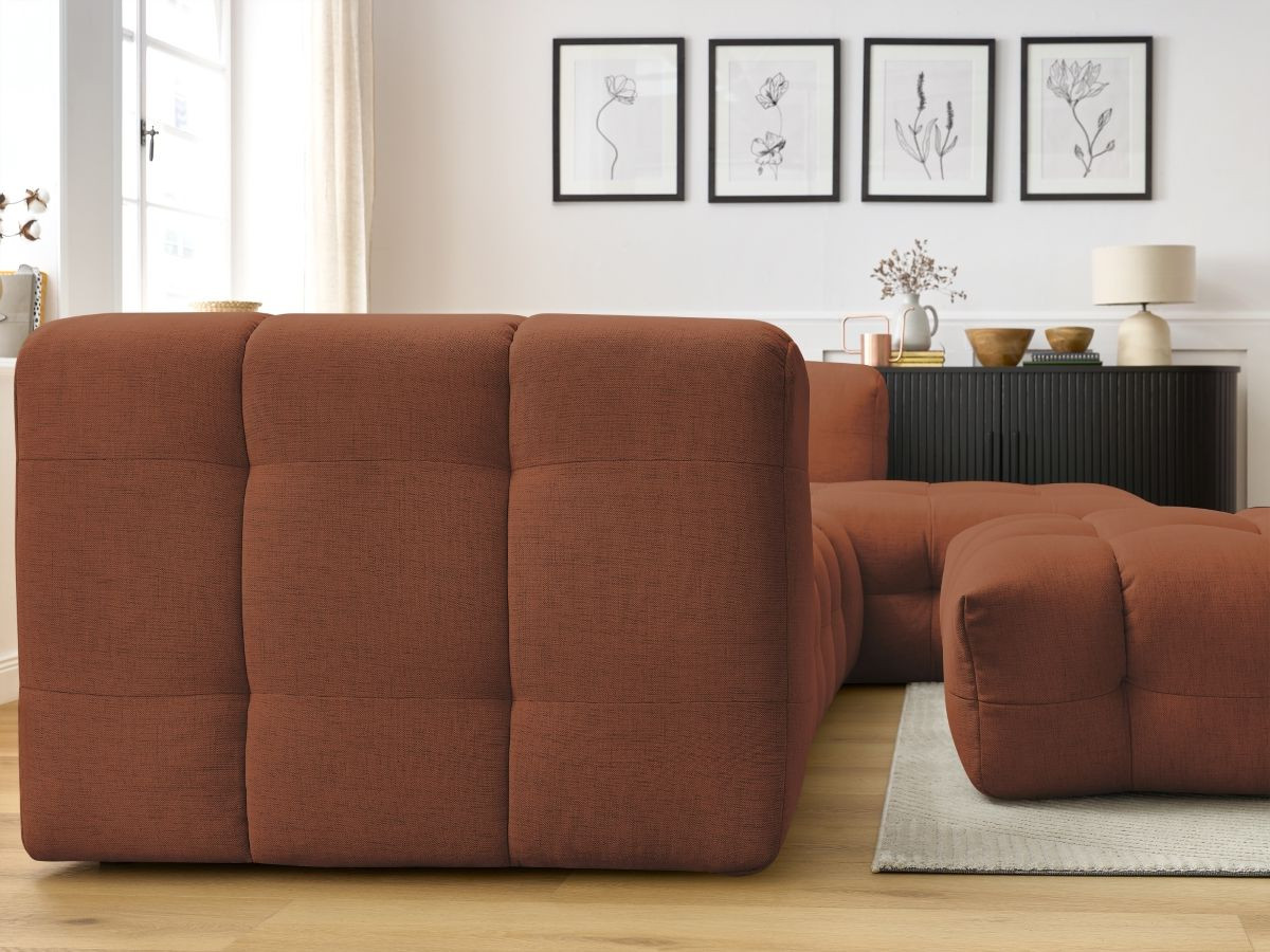 Bobochic Cloud Ecksofa mit Pouf 288 × 184 cm Stoff Orange Ecke rechts
