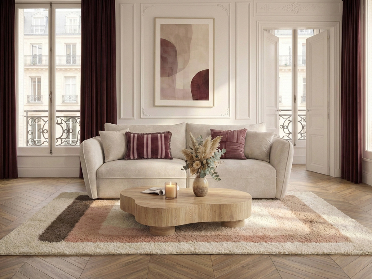 Bobochic Luigi Sofa 3-Sitzer Strukturstoff Beige
