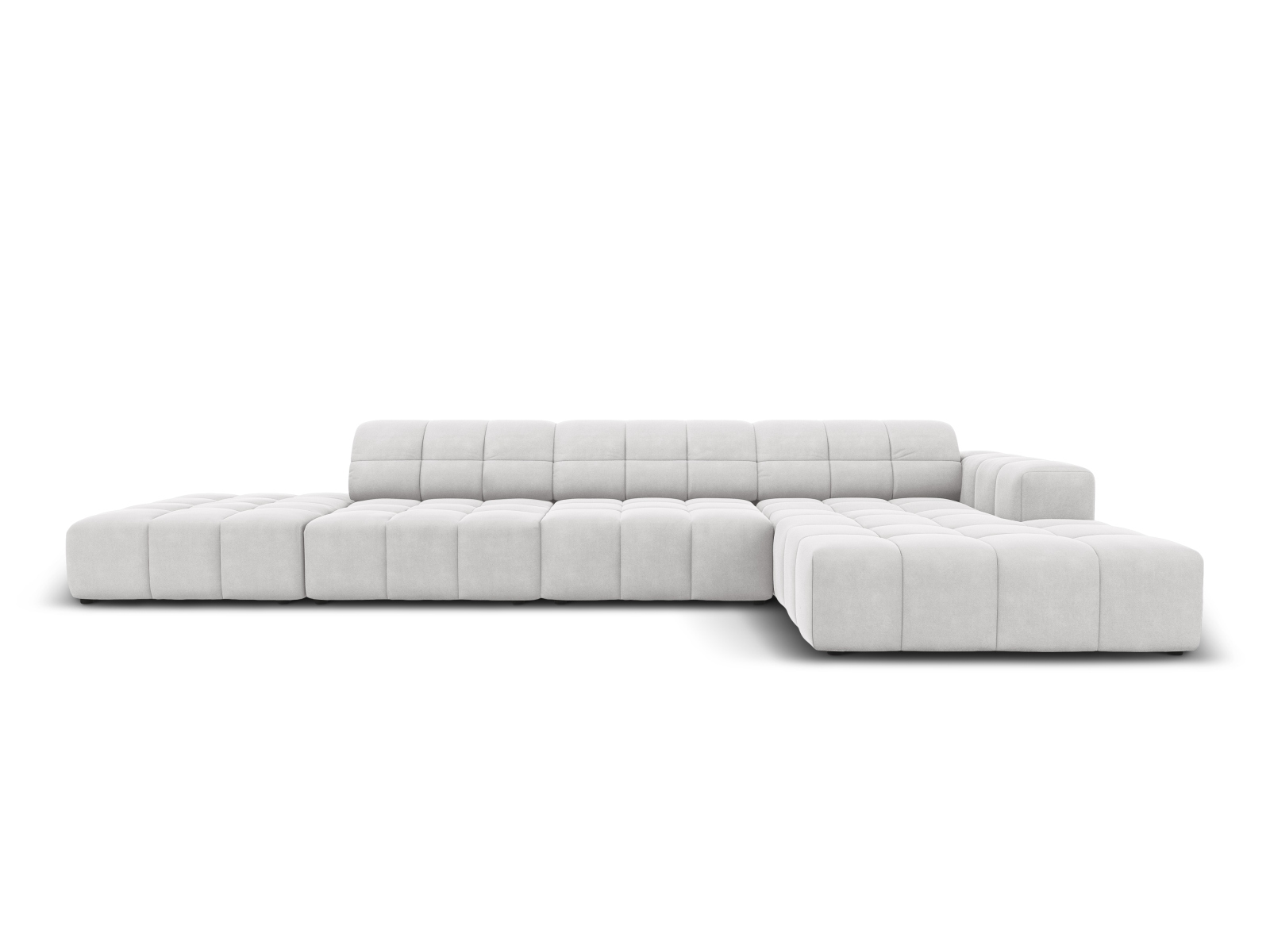 Cosmopolitan Design Ecksofa Chicago 5-Sitzer offen Samt Bluvel Silber Rechts