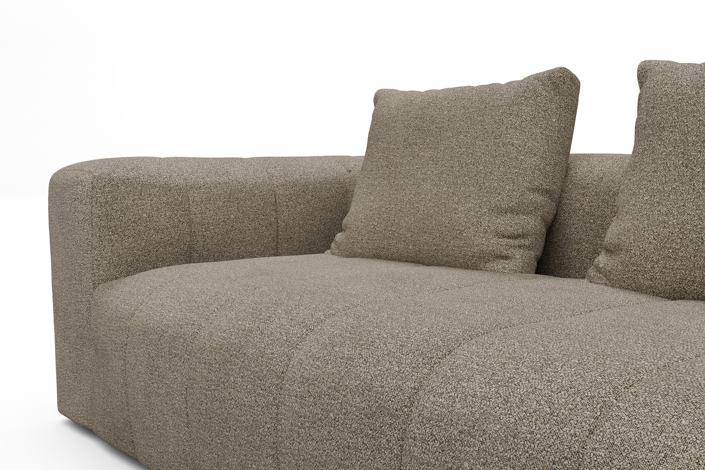 Ecksofa Hugo 2,5-Sitzer Armlehne links mit Chaiselongue Boucle-Belge