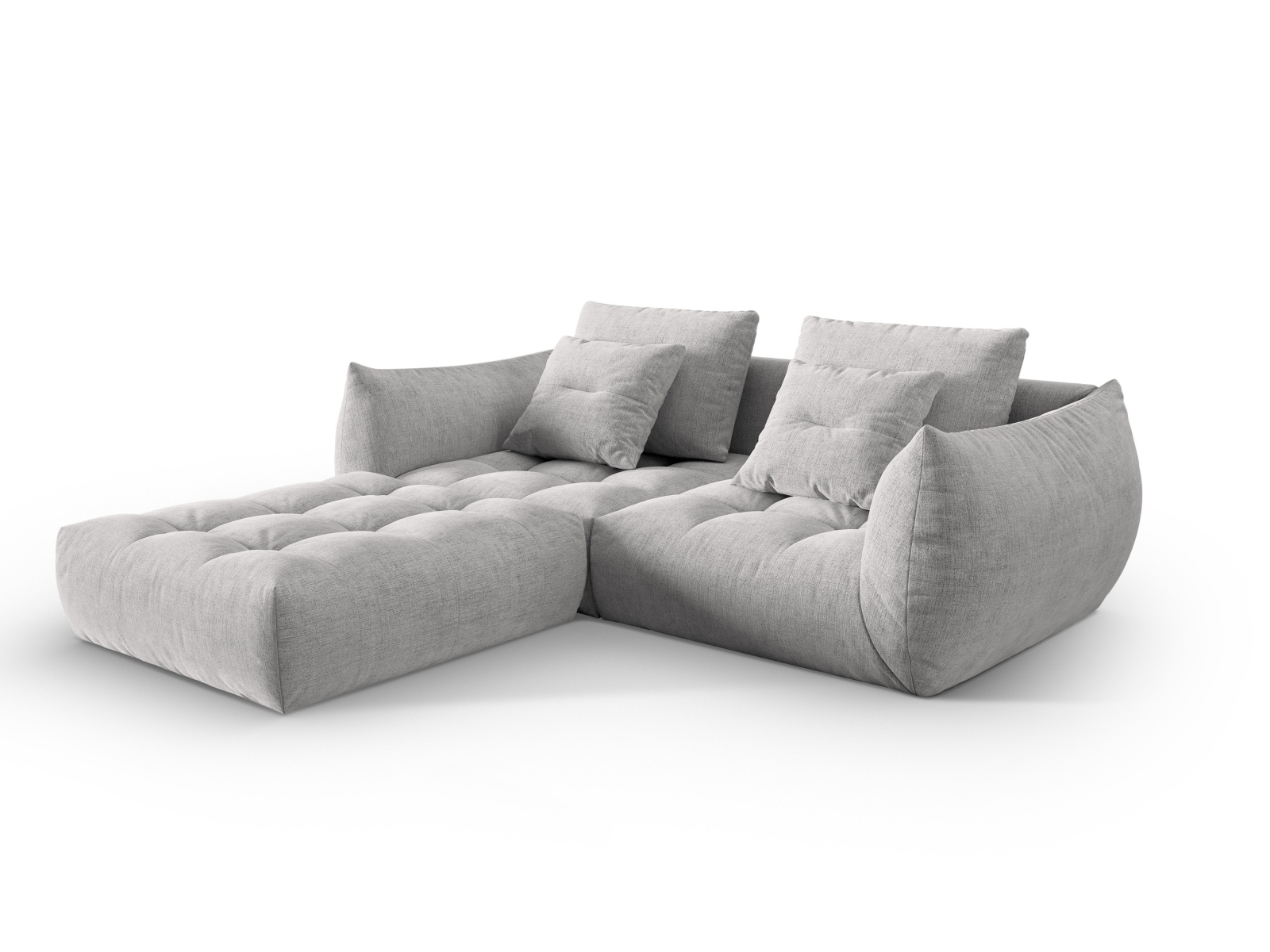 Micadoni Ecksofa Bloom 3-Sitzer Strukturierter Stoff Silber