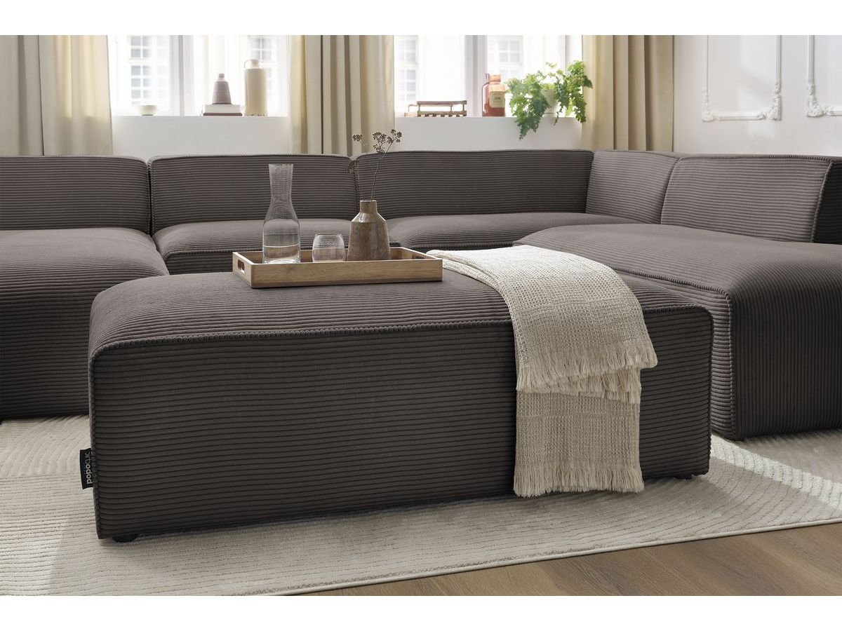 Bobochic Megeve Wohnlandschaft mit Pouf Cordsamt Braun Ecke links