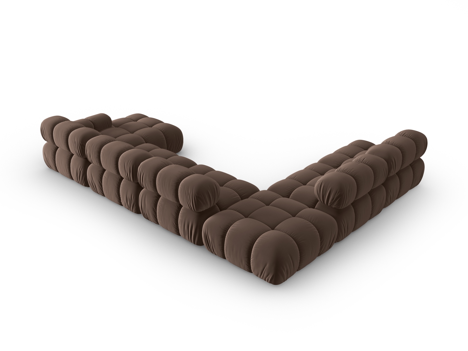 Micadoni Modulares Panorama Ecksofa Bellis 7-Sitzer Links Samt Bluvel Dunkelbraun