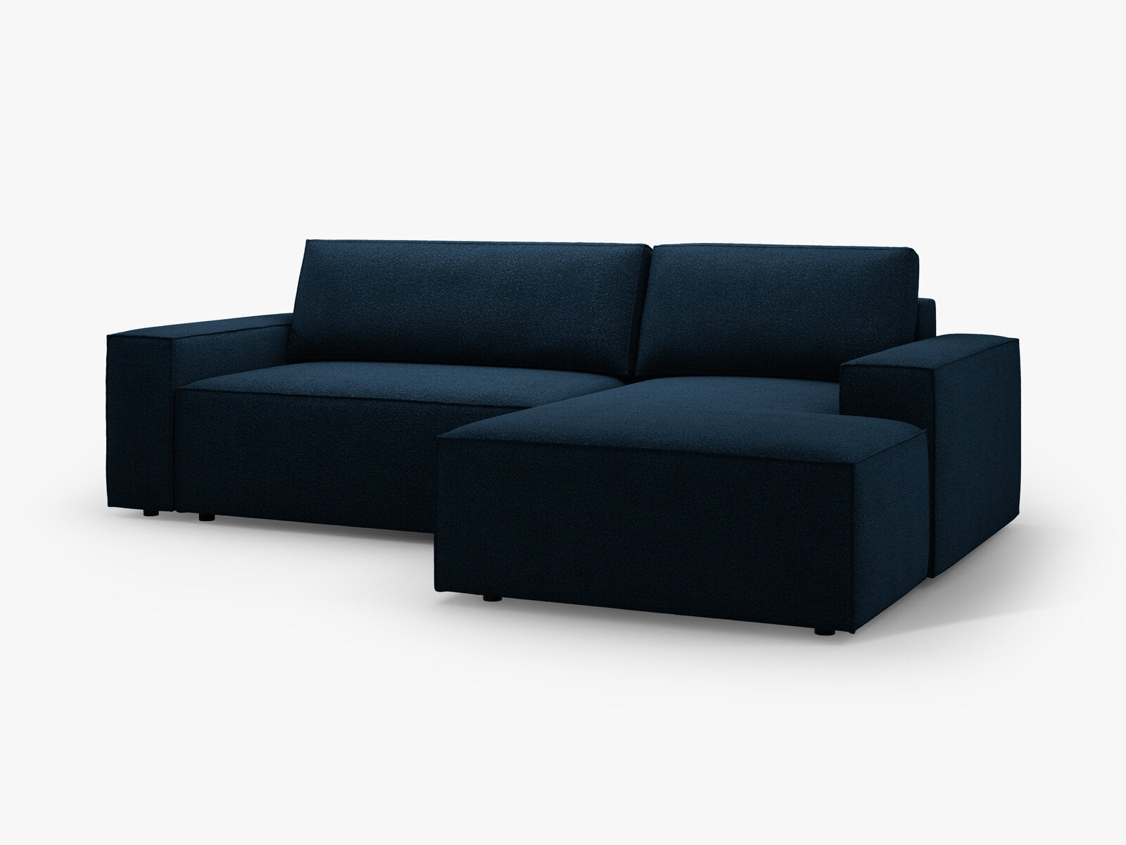 Micadoni Schlaf-Ecksofa Jodie 3-Sitzer Rechts Boucle Dunkelblau
