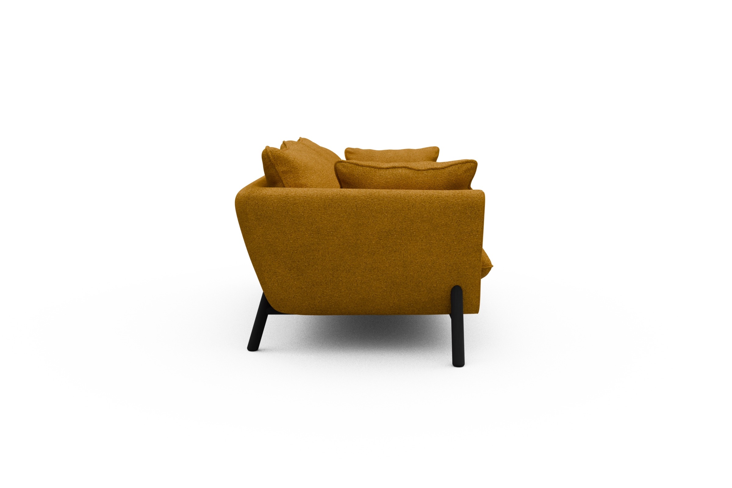 Sofa Emil PREMIUM 2-Sitzer Beinfarbe Eiche Schwarz Boucle-Ochre