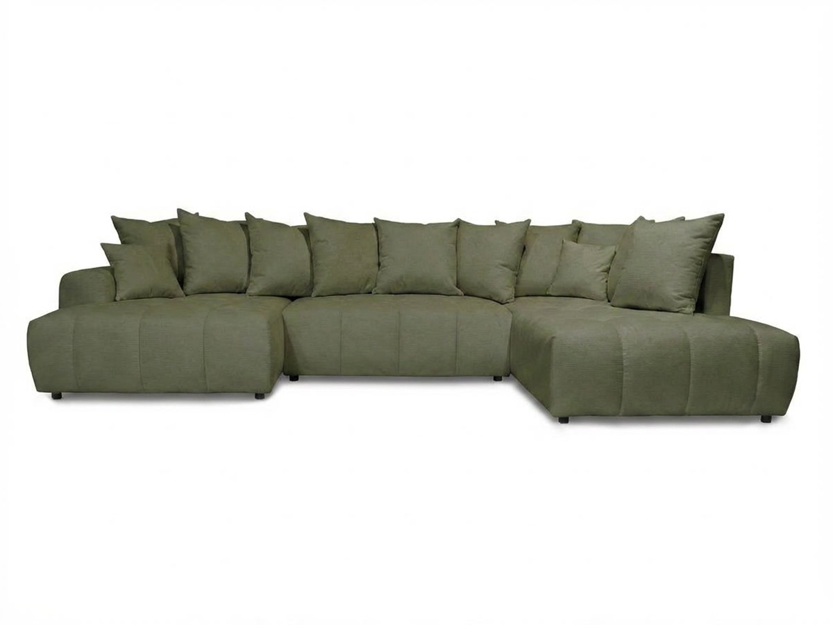 Bobochic Roxelane Wohnlandschaft Melange-Stoff Grün Ecke links