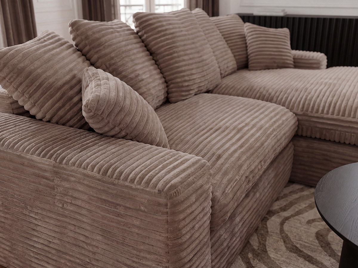 Bobochic Nevada Ecksofa Breitcord weich Taupe