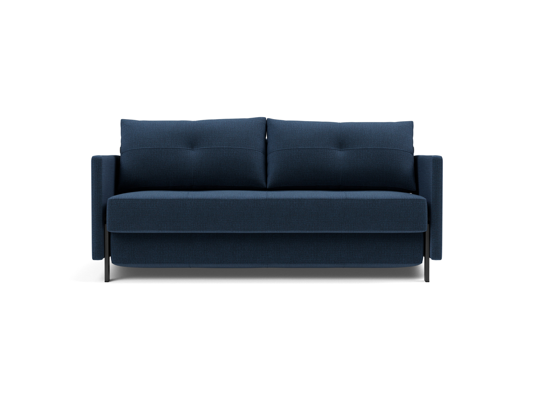 Schlafsofa Cubed mit Armlehnen 160 Chenille Esina 414-Indigo-Blue