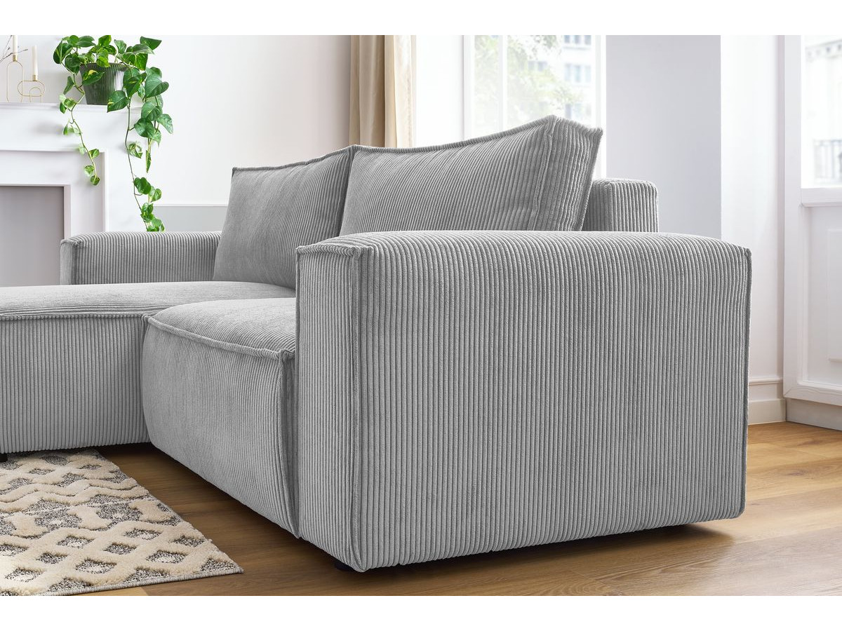 Bobochic Nihad Ecksofa Cordsamt Hellgrau Ecke links