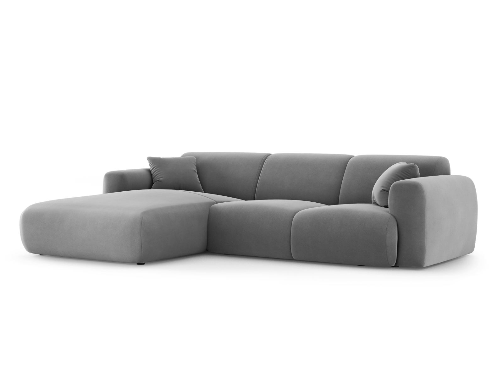 Cosmopolitan Design Ecksofa Nolio 4-Sitzer Samt Casino Hellgrau Links