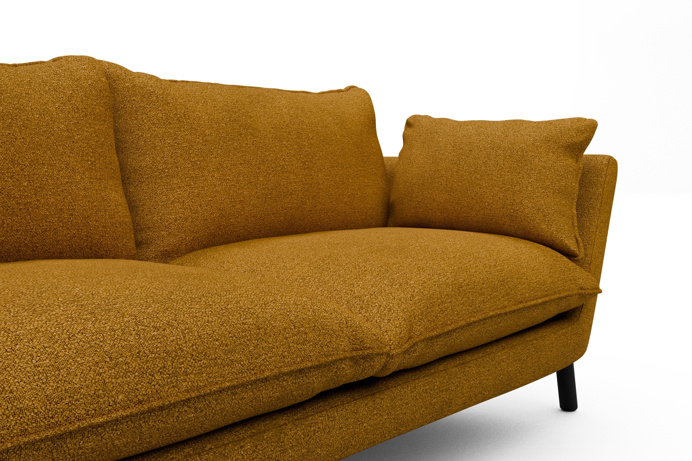 Sofa Emil PREMIUM 3-Sitzer Beinfarbe Eiche Schwarz Boucle-Ochre