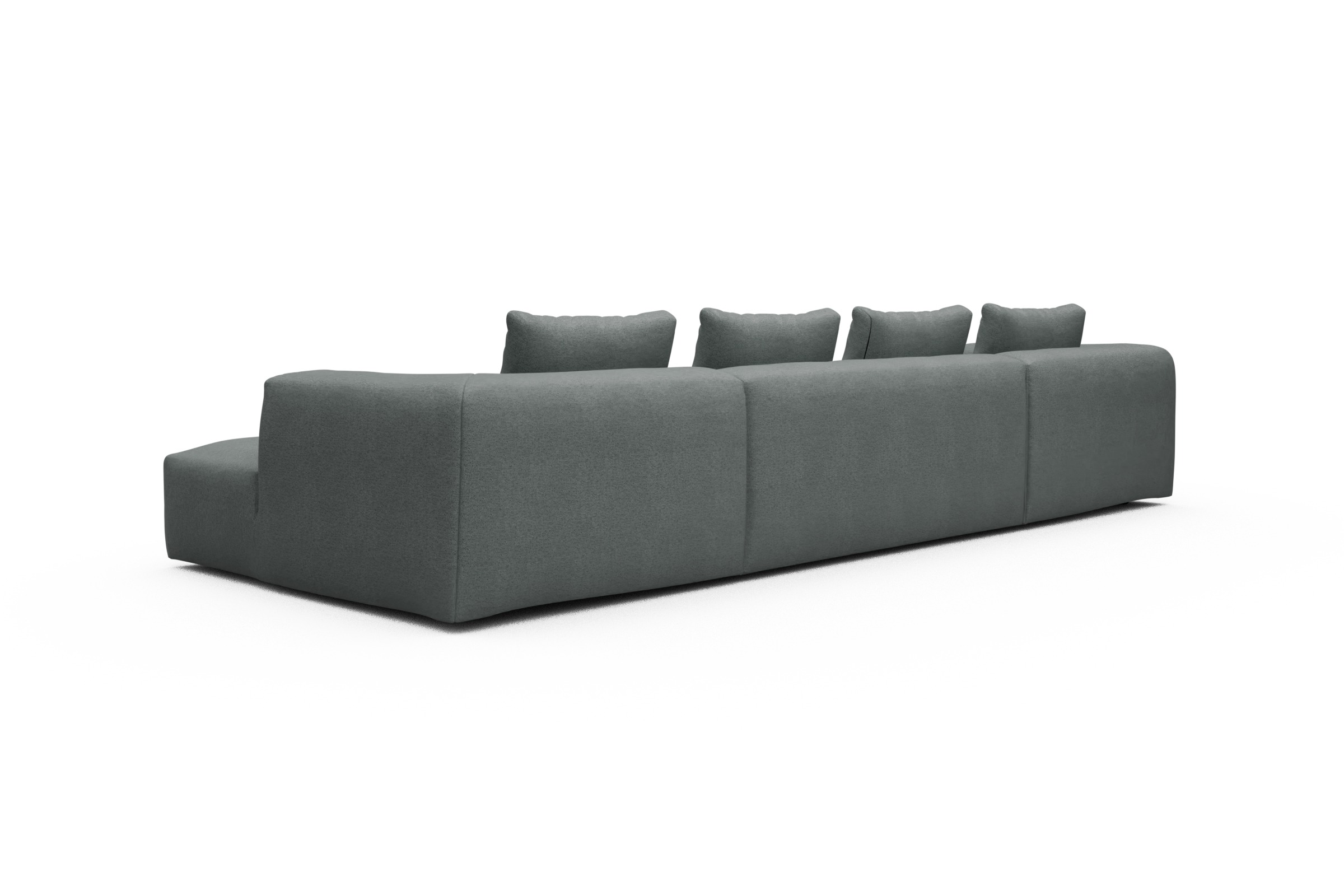 Wohnlandschaft Fred mit 2-Sitzer und Chaiselongue beidseitig Denari-Soft-Grey