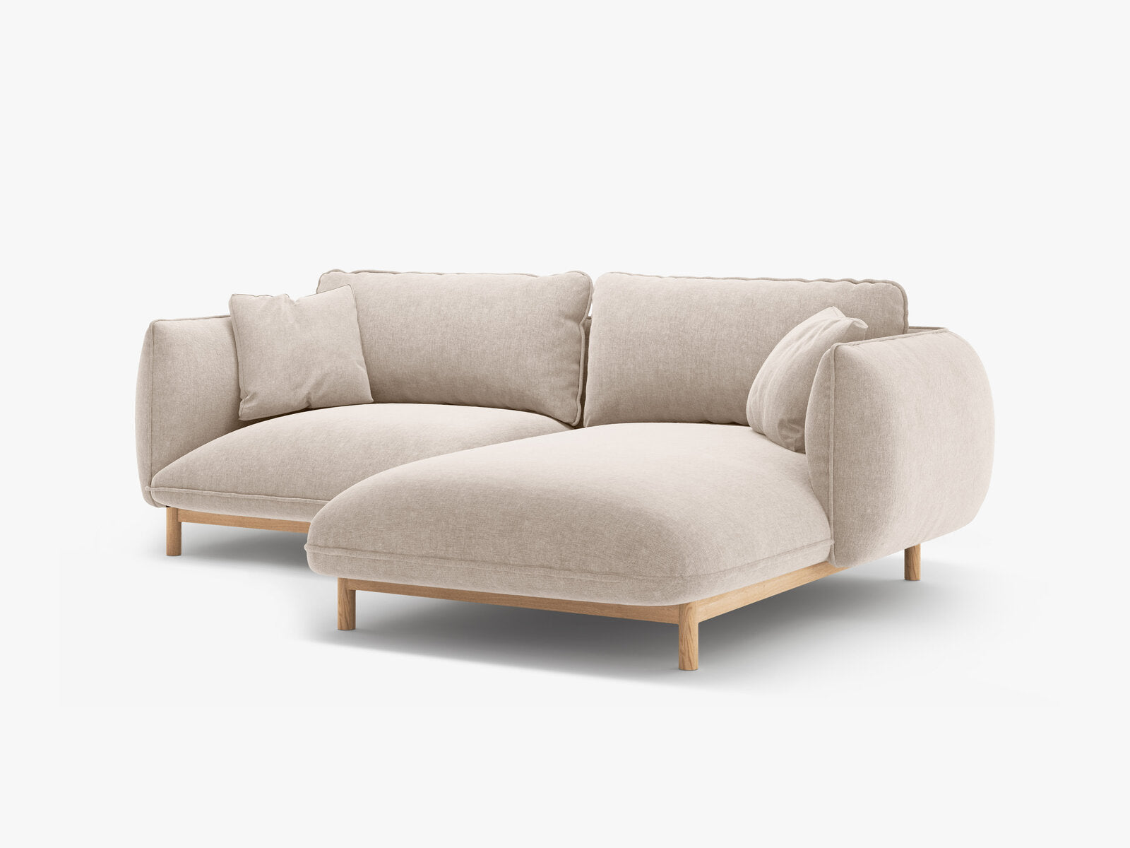 Micadoni Ada Ecksofa 3-Sitzer Rechts Strukturierter Stoff Wind Helles Beige
