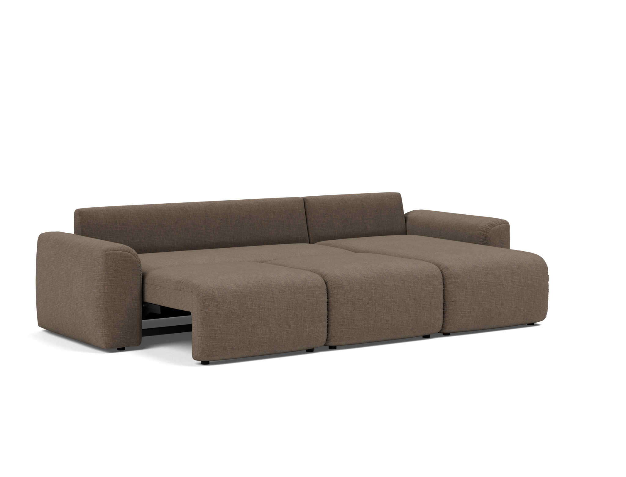 Schlafsofa Norum mit Chaiselongue und Chunky-Armlehnen Chenille Esina 411-Cedar-Brown
