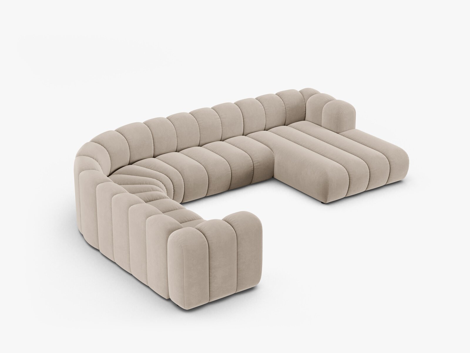 Micadoni Modulares Panorama Ecksofa Lupine 6-Sitzer Links Samt Salvador Beige