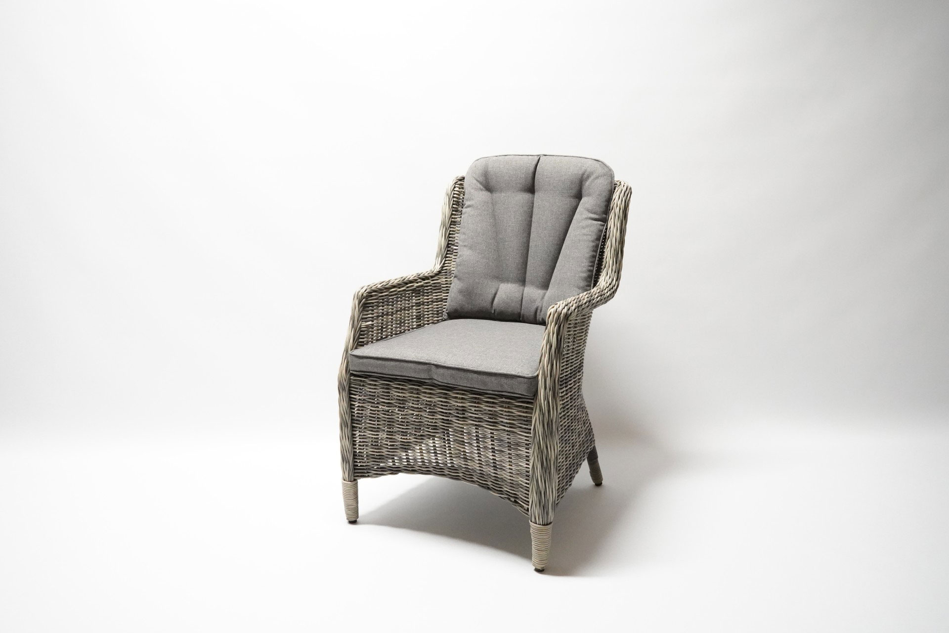 Gartensessel Set Miranda - 2er Set Polyrattan Grey Mix mit grauen Sitzkissen