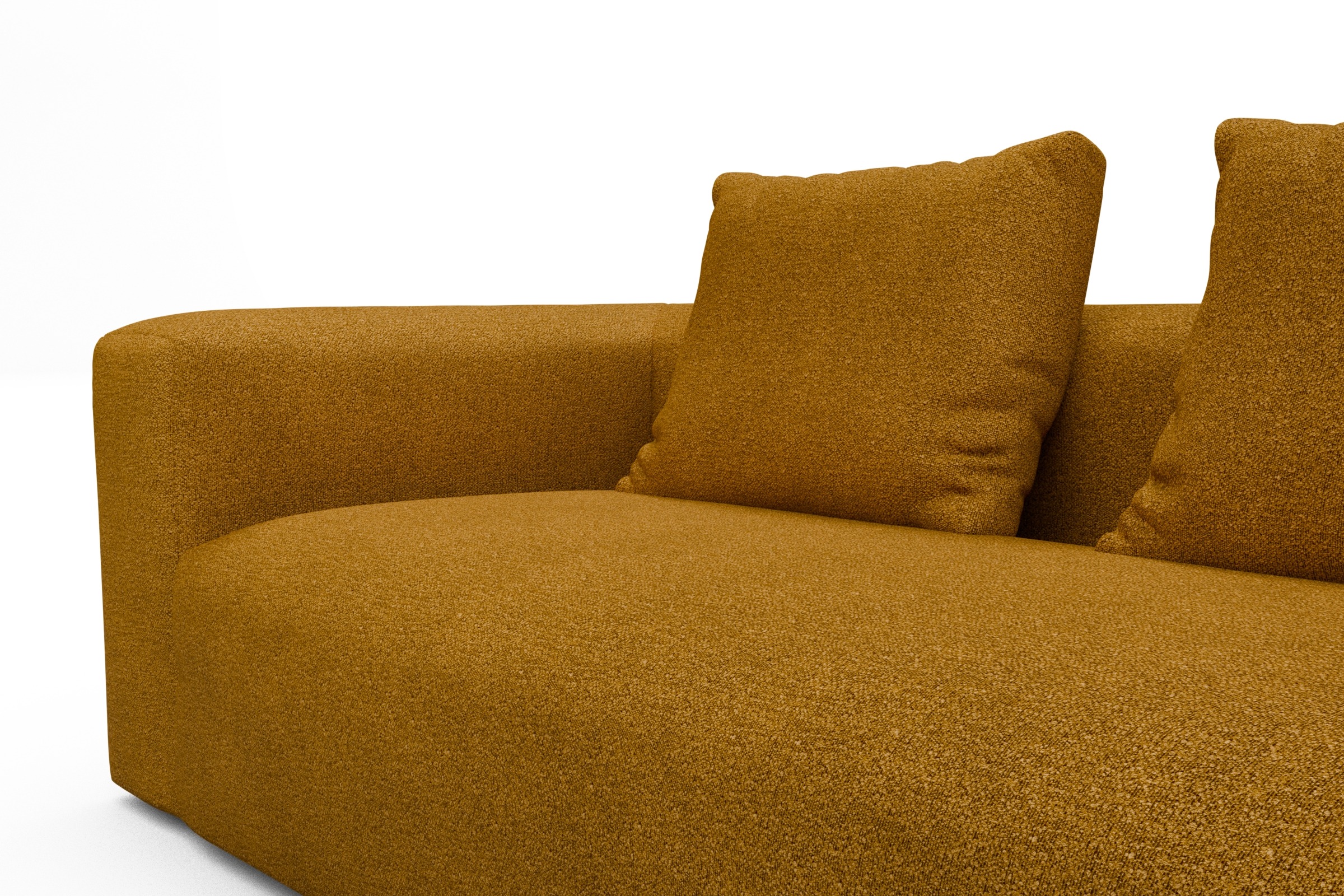 Ecksofa Fred Relax-Ecke rechts mit 2,5-Sitzer Boucle-Ochre