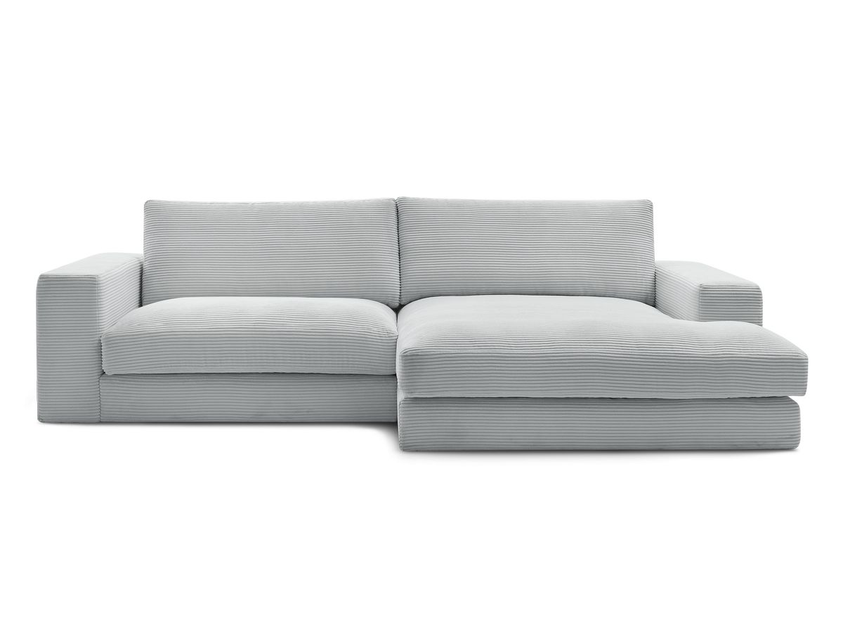 Bobochic Leonard Ecksofa 274 × 159 cm Cordsamt Hellgrau Ecke rechts