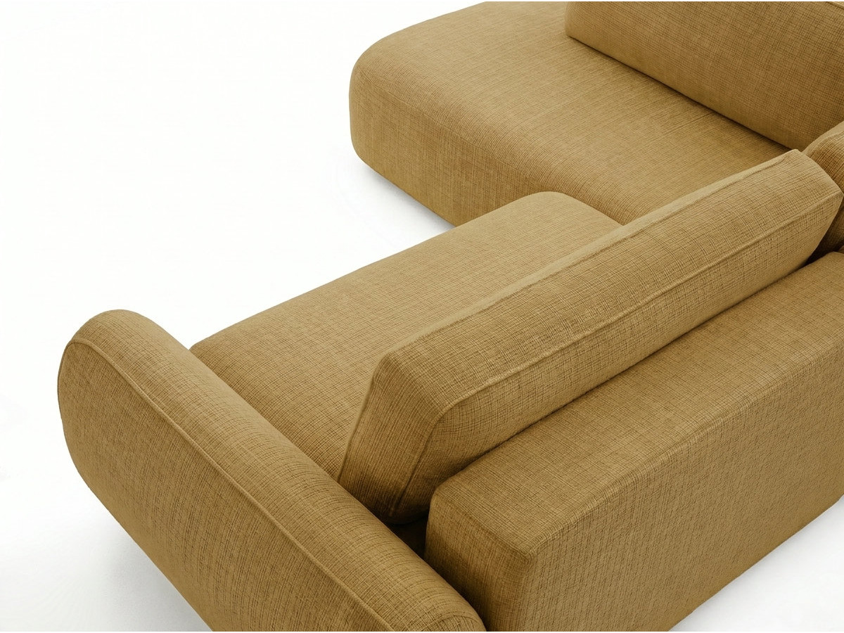 Bobochic Denise Ecksofa mit Schlaffunktion und Bettkasten 256 × 197 cm Strukturstoff Gelb Ecke links