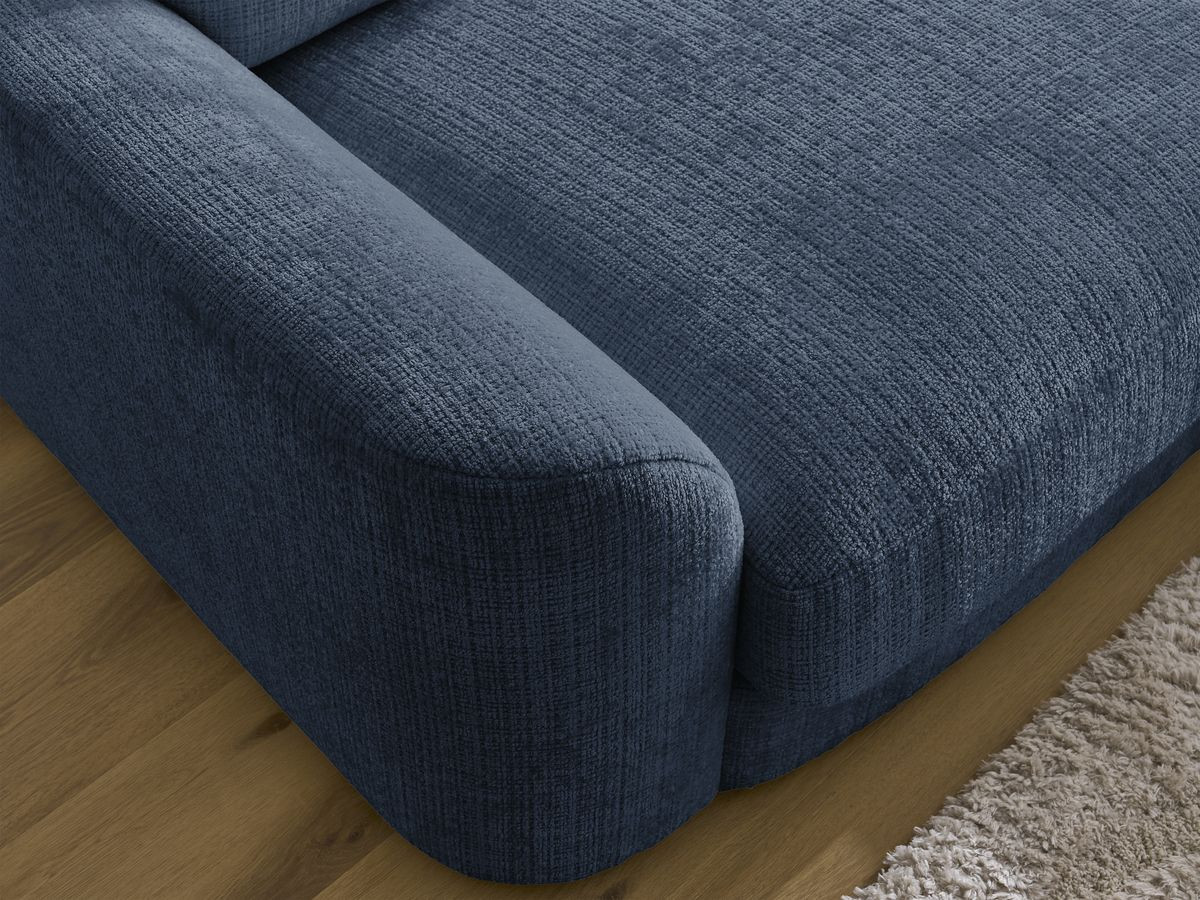 Bobochic Leonore Ecksofa mit Pouf Strukturstoff Dunkelblau Ecke rechts