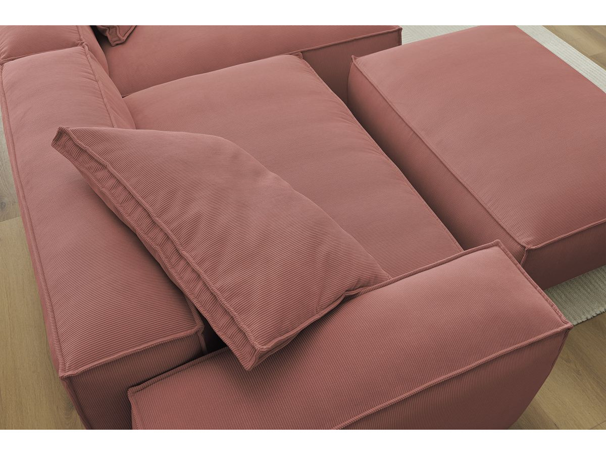 Bobochic Boheme Ecksofa mit Pouf Cordsamt Rosa