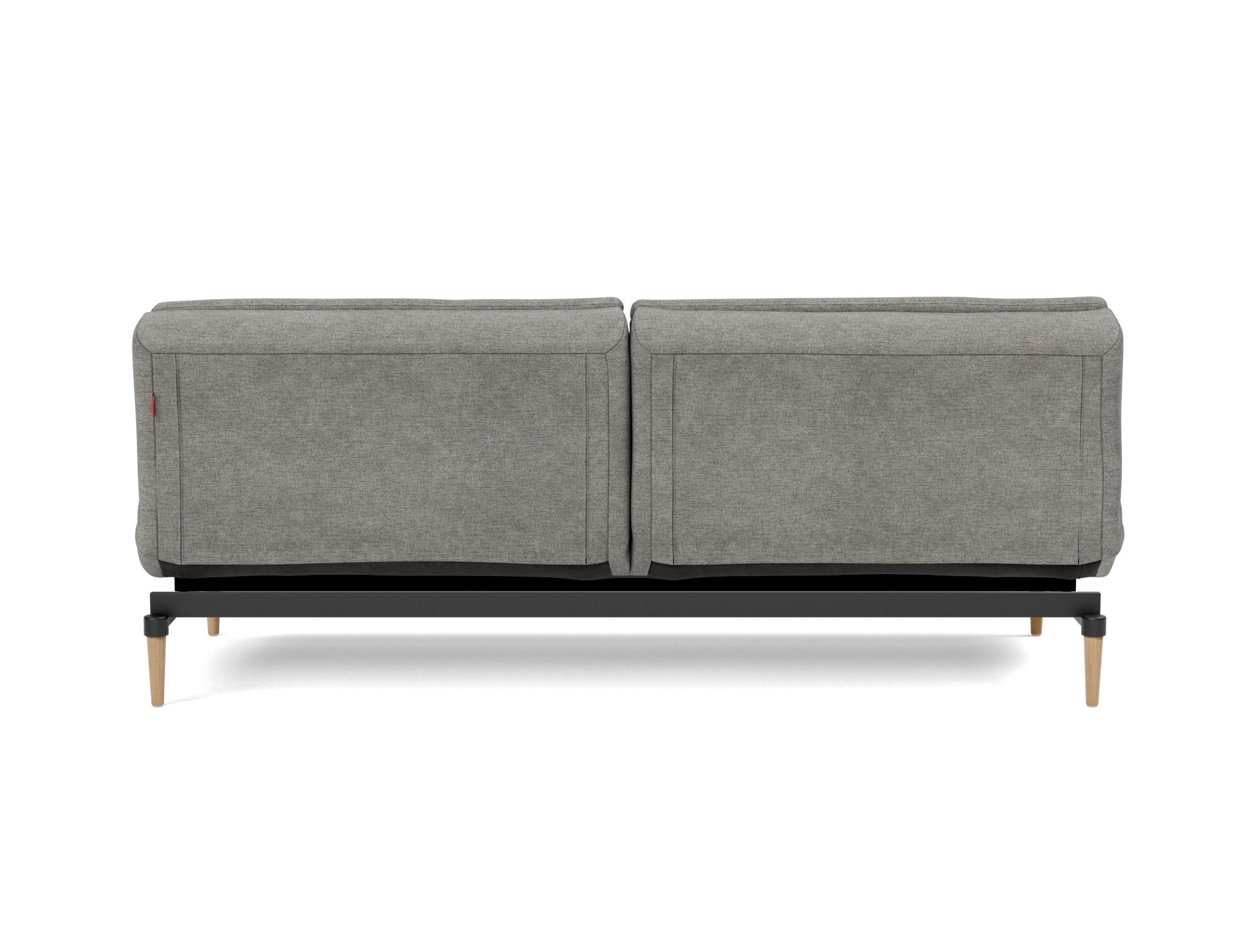 Schlafsofa Dublexo Flachgewebe Avella 282-Warm-Grey Beine Styletto Eiche hell