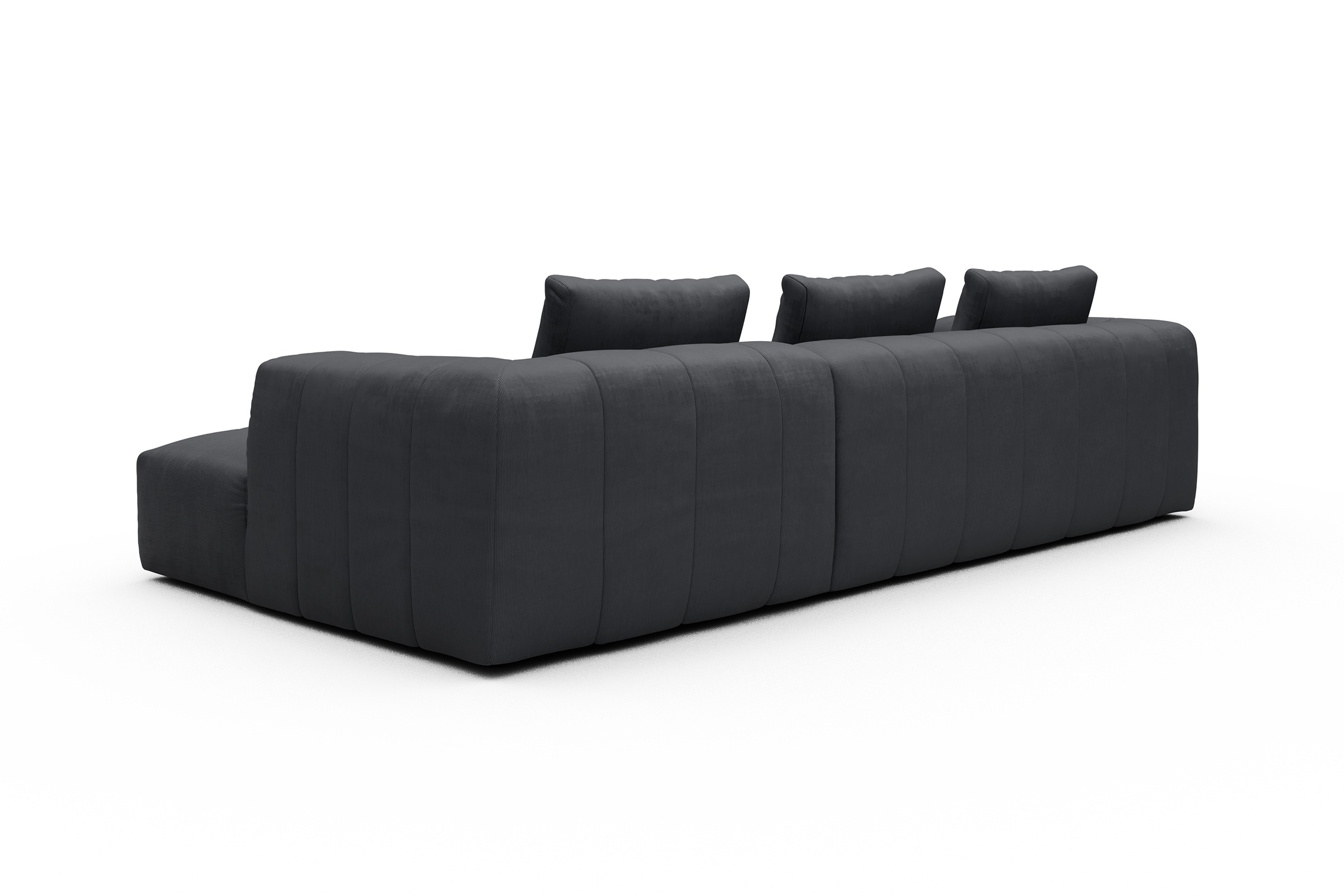 Ecksofa Hugo 2,5-Sitzer Armlehne links mit Chaiselongue Cordufine-Slate-Grey