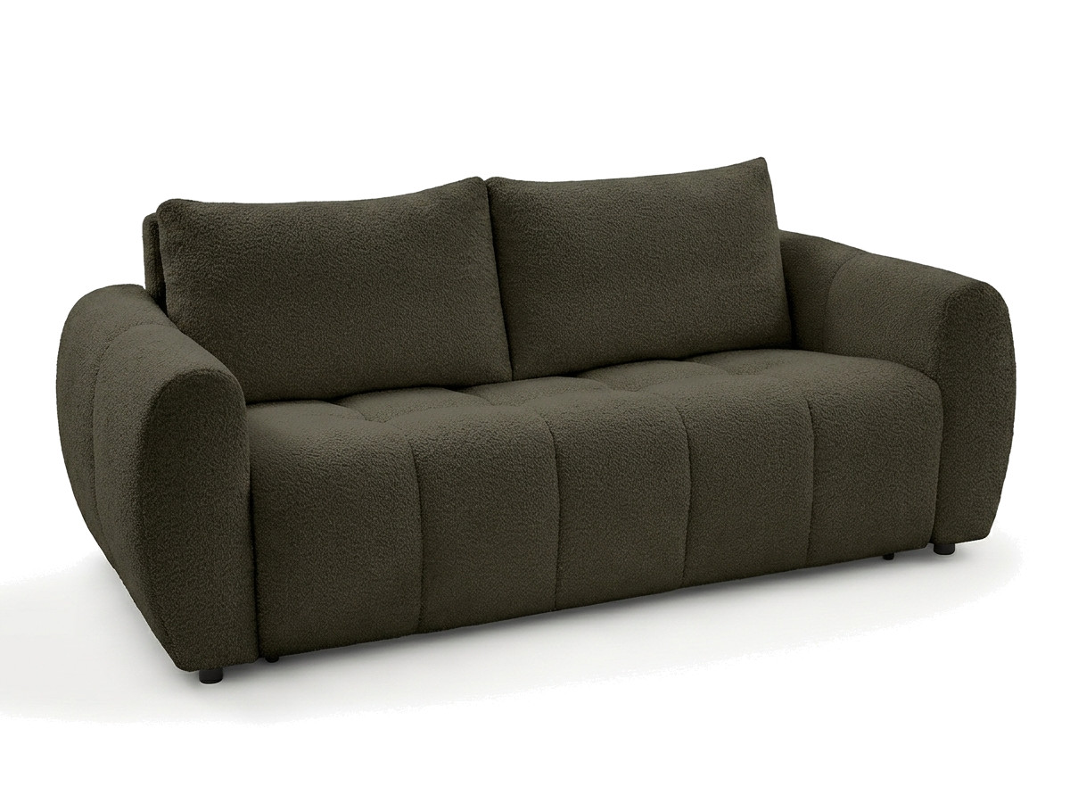 Bobochic Fuji Schlafsofa 3-Sitzer Bouclé-Stoff Grün