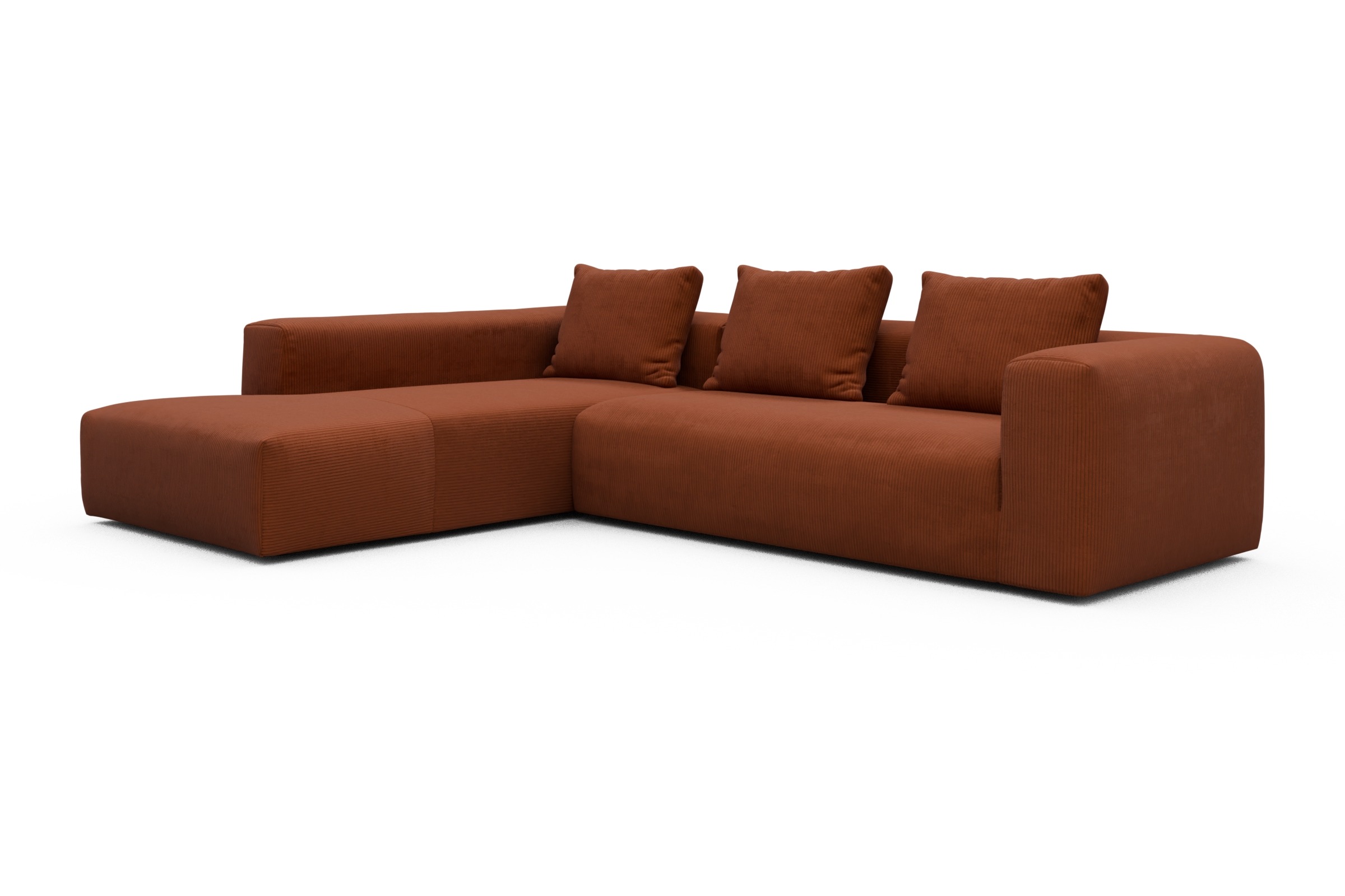 Ecksofa Fred Relax-Ecke links mit 2,5-Sitzer Corduroy-Burnt-Orange