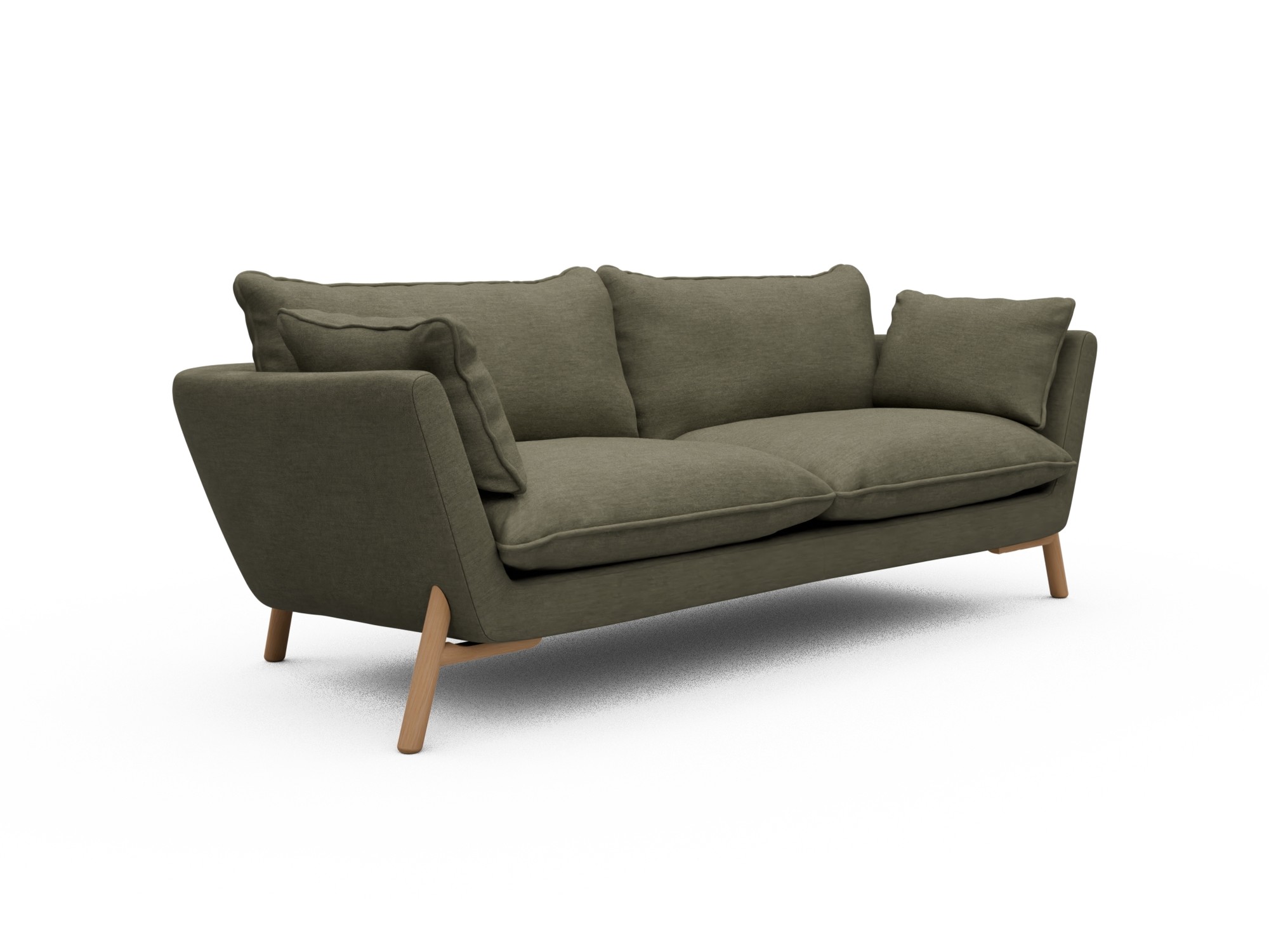 Skandi Home Sofa Emil Soft 3-Sitzer Beinfarbe Eiche Natur Vivus-Dusty-Olive moebelfaktor