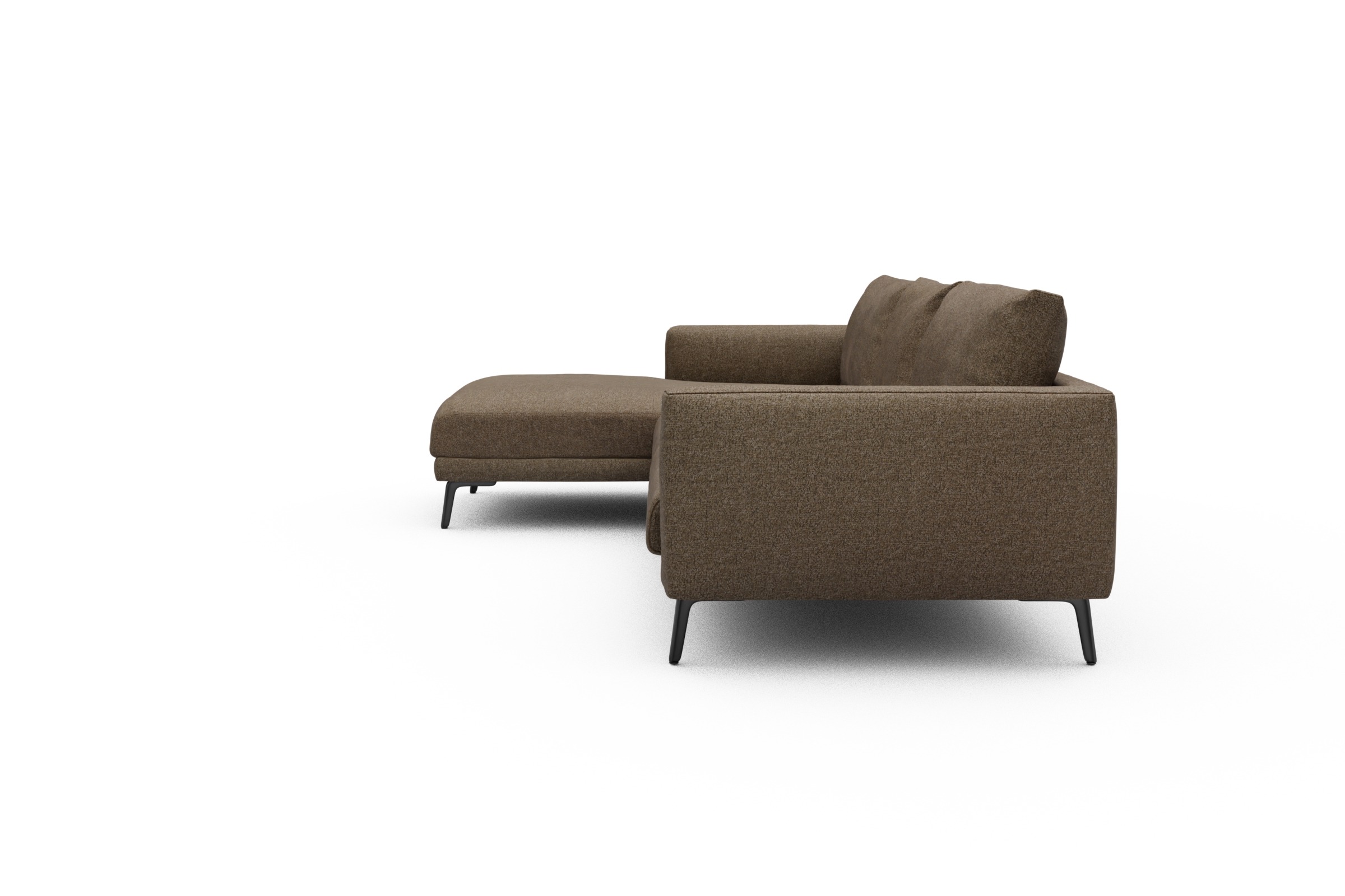 Ecksofa Karl Chaiselongue links mit 2,5-Sitzer Aivi-Khaki-Brown