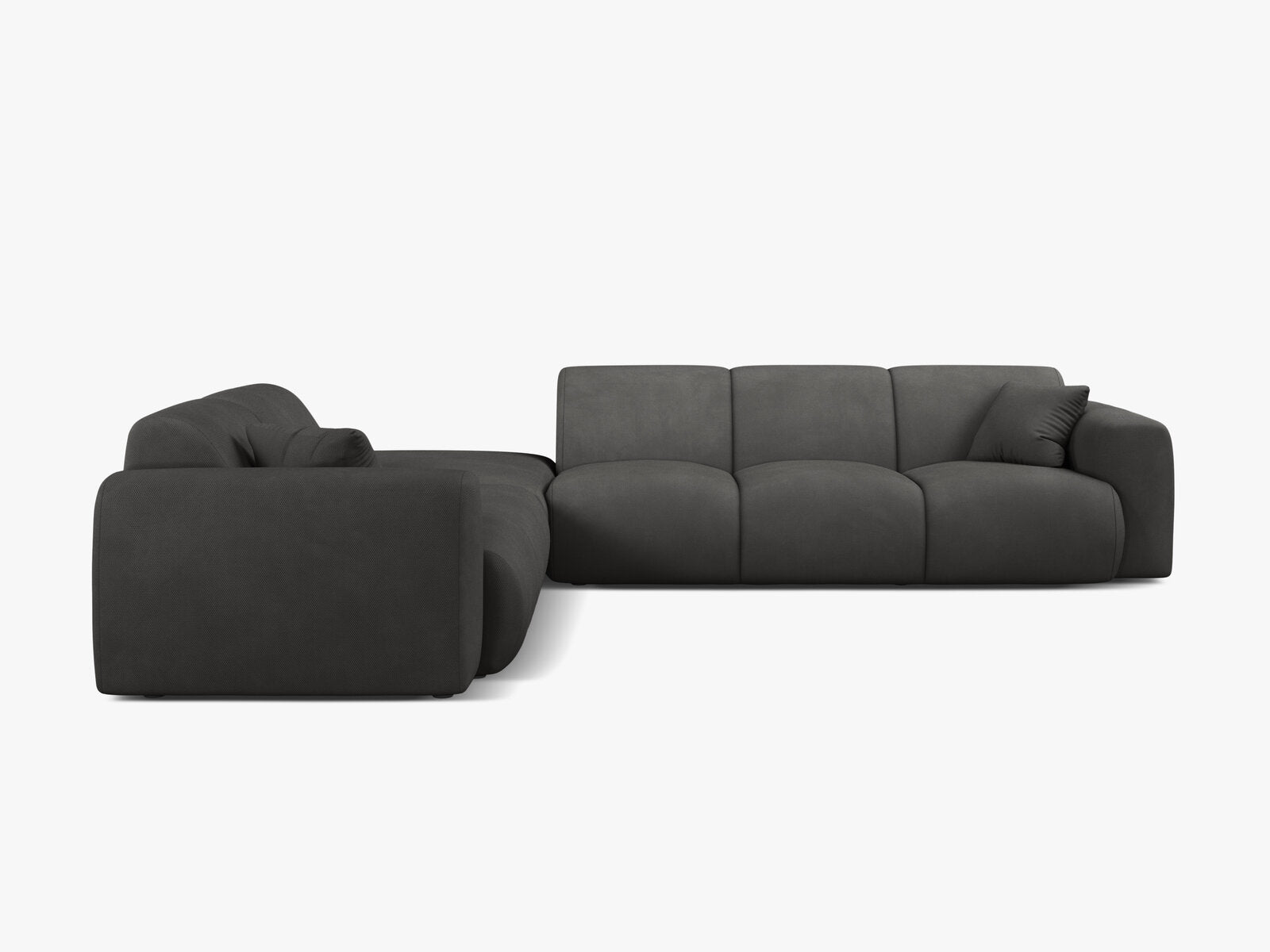 Micadoni Ecksofa Molino 6-Sitzer Links Strukturierter Stoff Rebel Dunkelgrau