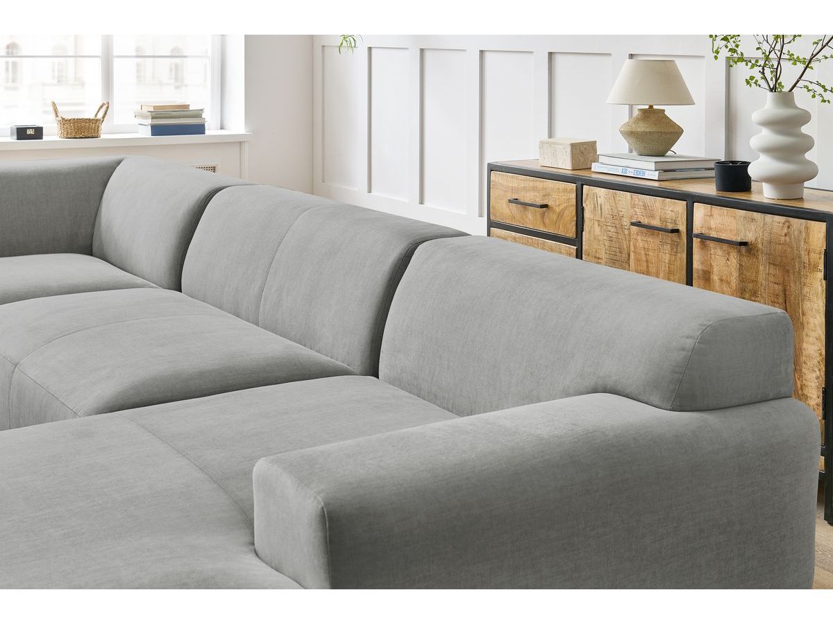 Bobochic Lavena Wohnlandschaft 359 × 220 cm Samt Hellgrau Ecke rechts